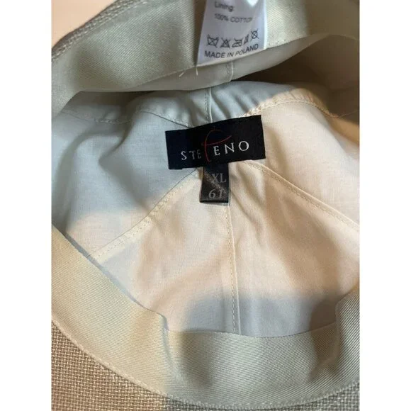 Stefeno Sport Handmade Jett Cotton Linen Newsboy Newsie Beige Hat Cap SZ 61 XL